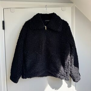 NWT J.Crew Cozy Black Sherpa Jacket